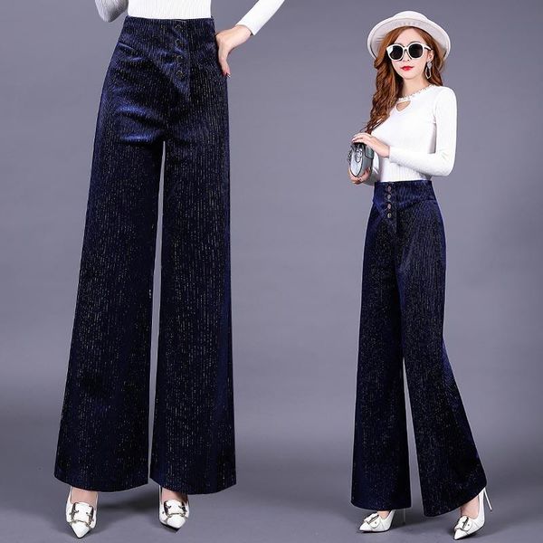 women's pants & capris elegant velvet winter wide leg female high waist straight trousers, Black;white
women's pants & capris elegant velvet winter wide leg female high waist straight trousers, Black;white