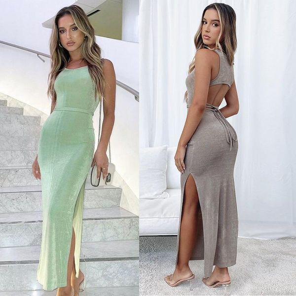 casual dresses backless dress summer women solid lace up sleeveless bodycon party streetwear maxi split club tank, Black;gray
casual dresses backless dress summer women solid lace up sleeveless bodycon party streetwear maxi split club tank, Black;gray