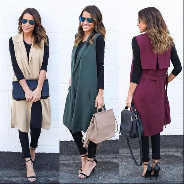 women long vest sleeveless cardigan coat casual open front solid feminino coat pocket waistband blazer waistcoat jacket, Black;white
women long vest sleeveless cardigan coat casual open front solid feminino coat pocket waistband blazer waistcoat jacket, Black;white