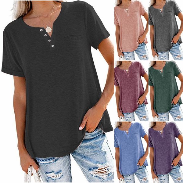 2021 new spring and summer women's t-shirt tees v-neck button short sleeve t-shirt sale, White
2021 new spring and summer women's t-shirt tees v-neck button short sleeve t-shirt sale, White