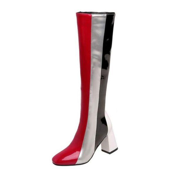 boots block color thick heel fashion women's knee-high round toe ladies zipper western botas female footwear 34~47, Black
boots block color thick heel fashion women's knee-high round toe ladies zipper western botas female footwear 34~47, Black