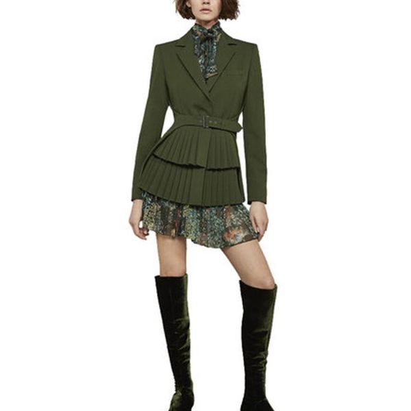 women's suits & blazers unique designing high street women fall fit dress pleated blazer floral printing runway slim twin sets outfits, White;black
women's suits & blazers unique designing high street women fall fit dress pleated blazer floral printing runway slim twin sets outfits, White;black