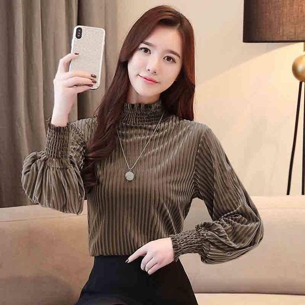 women's t-shirt women velvet t shirt vintage femme long sleeve office high-neck lady autumn casual solid tee high qua, White
women's t-shirt women velvet t shirt vintage femme long sleeve office high-neck lady autumn casual solid tee high qua, White