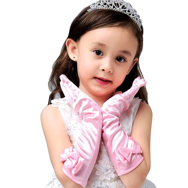 bow girls gloves sunscreen long gloves children's day professional dance party princess dress accessories, White 
bow girls gloves sunscreen long gloves children's day professional dance party princess dress accessories, White