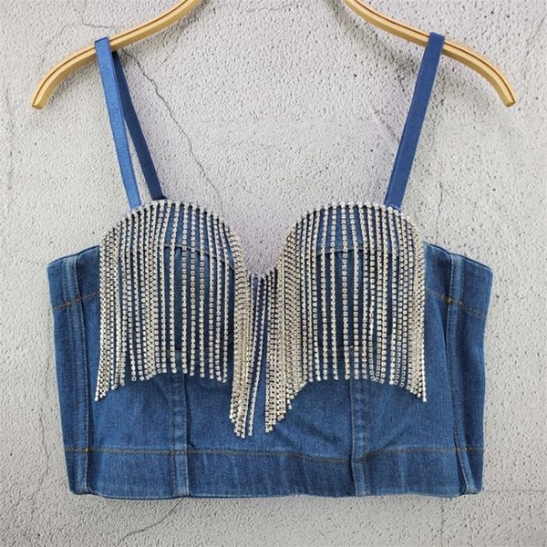 new fashion ladies camis runway jeans crop luxury blue celebrity party club vest 210308, Black
new fashion ladies camis runway jeans crop luxury blue celebrity party club vest 210308, Black