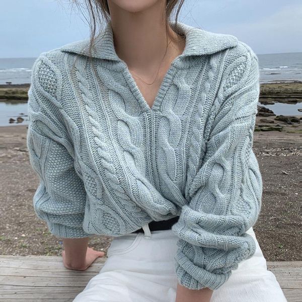 women's sweaters 2021 winter long sleeve turn-down collar twisted sweater fashion vintage jumpers women chic autumn pullovers female kn, White;black
women's sweaters 2021 winter long sleeve turn-down collar twisted sweater fashion vintage jumpers women chic autumn pullovers female kn, White;black