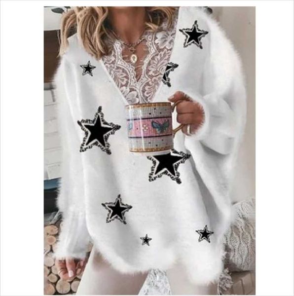 women's sweaters women autumn long sleeves sweater printed heart star warm loose style v-neck clothes europe and america, White;black
women's sweaters women autumn long sleeves sweater printed heart star warm loose style v-neck clothes europe and america, White;black