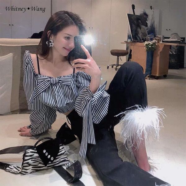 whitney wang 2021spring fashion streetwear back waist elastic feathers cuff pants women office lady trousers, Black;white
whitney wang 2021spring fashion streetwear back waist elastic feathers cuff pants women office lady trousers, Black;white