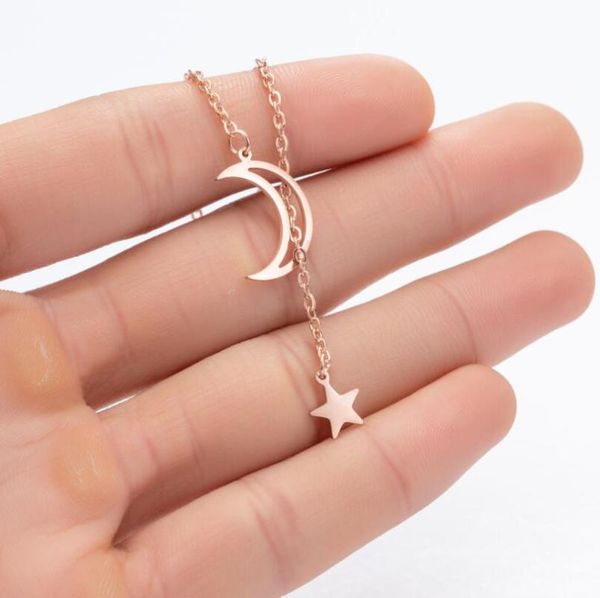 chains 1pcs romantic stainless steel cresecnt moon star necklace adjustable link chain wedding fashion accessory drop wholesale, Silver
chains 1pcs romantic stainless steel cresecnt moon star necklace adjustable link chain wedding fashion accessory drop wholesale, Silver