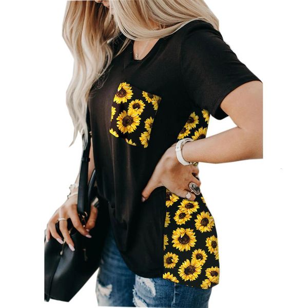 new summer women sunflower print short sleeve t shirt v-neck leopard print tee shirt femme streetwear, White 
new summer women sunflower print short sleeve t shirt v-neck leopard print tee shirt femme streetwear, White