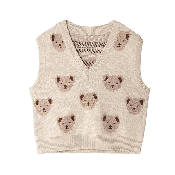 women's vests knitted vest women 2021 winter cartoon bear embroidery sweater v neck sleeveless loose female waistcoat chic warm teen g, Black;white
women's vests knitted vest women 2021 winter cartoon bear embroidery sweater v neck sleeveless loose female waistcoat chic warm teen g, Black;white