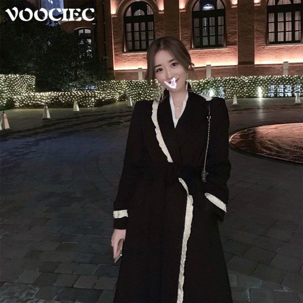 women's wool & blends voociec french woman mon roe style waisted suit woolen coat medium length over knee trench slim and loose office, Black
women's wool & blends voociec french woman mon roe style waisted suit woolen coat medium length over knee trench slim and loose office, Black