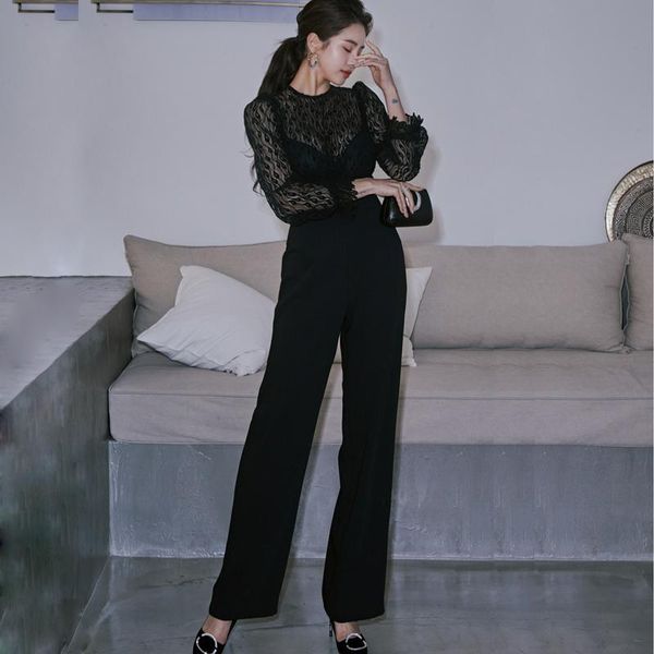 women's jumpsuits & rompers office ladies jumpsuit women slim fit high waist lace perspective stitching romper pants one piece outfit t, Black;white
women's jumpsuits & rompers office ladies jumpsuit women slim fit high waist lace perspective stitching romper pants one piece outfit t, Black;white