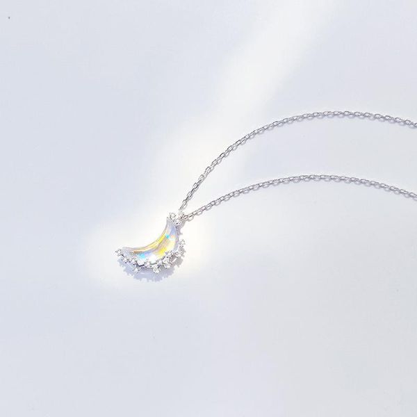 women's shining moon necklace versatile temperament simple exquisite color changing fashion clavicle pendant, Silver
women's shining moon necklace versatile temperament simple exquisite color changing fashion clavicle pendant, Silver