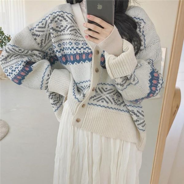 women's knits & tees vintage jacquard sweater carigans korean casual v-neck long sleeve button knit sweaters female fashion tide outfit, White
women's knits & tees vintage jacquard sweater carigans korean casual v-neck long sleeve button knit sweaters female fashion tide outfit, White