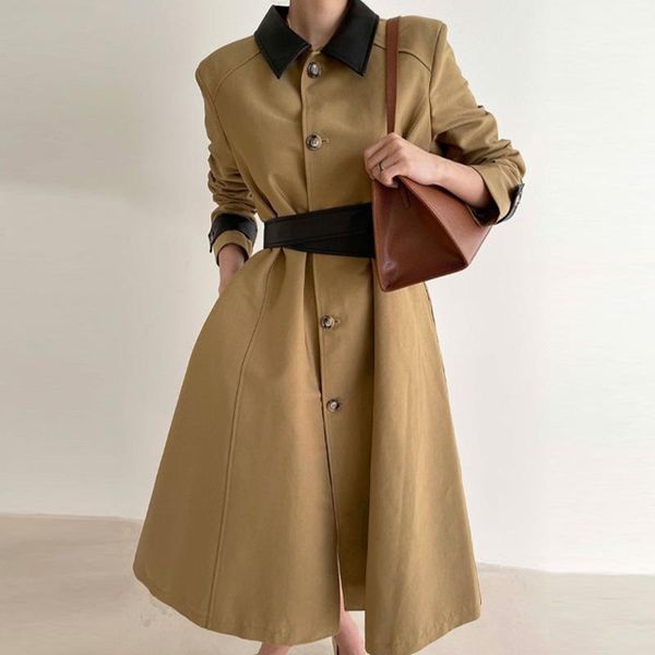 women's trench coats coat korea chic overcoat lapel stitching color outwear single-breasted casual ladie autumn windbreaker winter 2022, Tan;black
women's trench coats coat korea chic overcoat lapel stitching color outwear single-breasted casual ladie autumn windbreaker winter 2022, Tan;black
