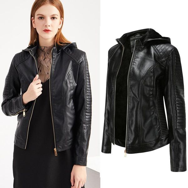 women's leather & faux autumn winter fleece jacket women casual basic coats add thick warm waterproof windproof, Black
women's leather & faux autumn winter fleece jacket women casual basic coats add thick warm waterproof windproof, Black
