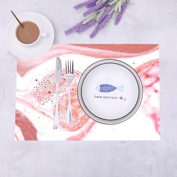 table runner painting heat-resistant placemats stain resistant anti-skid washable pvc/polyeste mats woven placemats, set of 4 pcs