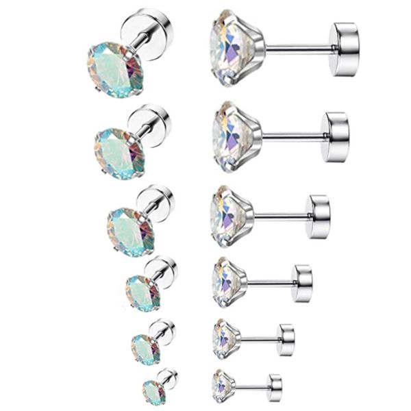 stud 1pair stainless steel 3-8mm crystal ear piercing earrings cz women small with flat back screw, Golden;silver
stud 1pair stainless steel 3-8mm crystal ear piercing earrings cz women small with flat back screw, Golden;silver