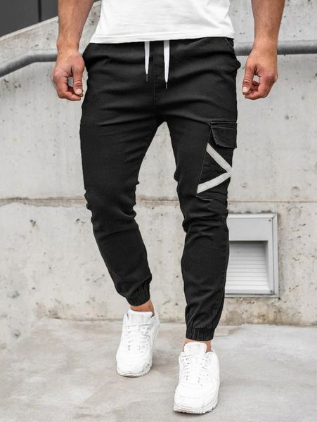 men flap pocket drawstring waist cargo pants u7fb#, Black
men flap pocket drawstring waist cargo pants u7fb#, Black