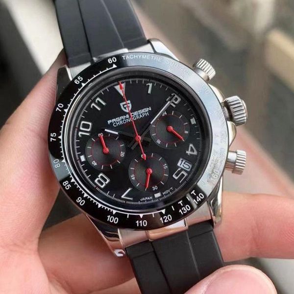 wristwatches pagani design brand rubber sports black and red dial chronograph luxury men's stainless steel quartz waterproof watch, Slivery;brown
wristwatches pagani design brand rubber sports black and red dial chronograph luxury men's stainless steel quartz waterproof watch, Slivery;brown