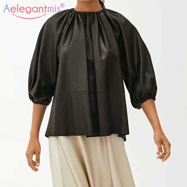 aelegantmis korean faux leather shirt women three quarter casual loose pu blouse female retro oversized black chic 210607, White
aelegantmis korean faux leather shirt women three quarter casual loose pu blouse female retro oversized black chic 210607, White