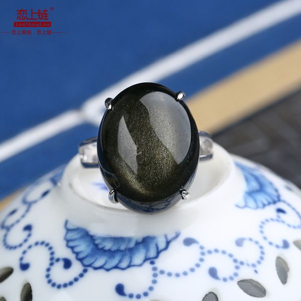 genunine gold obsidian ring for women with 925 sterling silver rings beads 18mm brand jewelry, Red;blue
genunine gold obsidian ring for women with 925 sterling silver rings beads 18mm brand jewelry, Red;blue