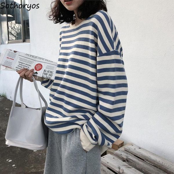 women's hoodies & sweatshirts no hat women bf striped simple baggy casual retro korean all-match fashion female soft comfortable ulzzan, Black 
women's hoodies & sweatshirts no hat women bf striped simple baggy casual retro korean all-match fashion female soft comfortable ulzzan, Black