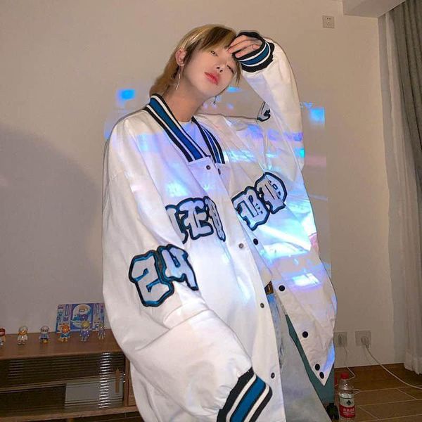 women's jackets white baseball uniform jacket energetic men and women 2021 korean clothing aesthetic loose letter embroidery, Black;brown
women's jackets white baseball uniform jacket energetic men and women 2021 korean clothing aesthetic loose letter embroidery, Black;brown