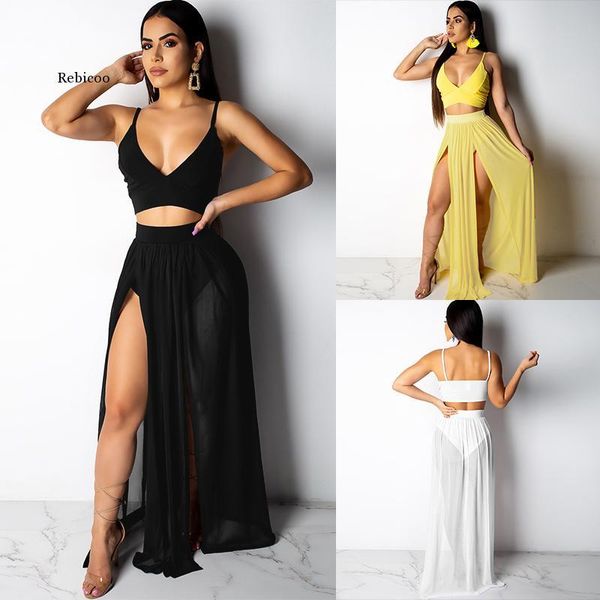 skirts fashion women two pieces set spaghetti strap deep v neck backless crop high waist sheer matching summer clubwear, Black
skirts fashion women two pieces set spaghetti strap deep v neck backless crop high waist sheer matching summer clubwear, Black