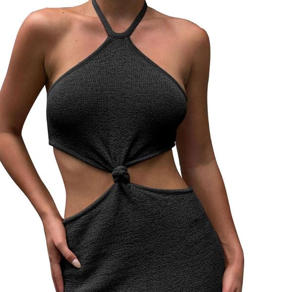 casual dresses womens summer halter neck knitted slim midi long dress cut out high waist backless twist knot front beach sundress, Black;gray
casual dresses womens summer halter neck knitted slim midi long dress cut out high waist backless twist knot front beach sundress, Black;gray