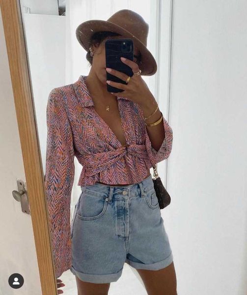 women's blouses & shirts zbza summer fashion long-sleeved printed shirt v-neck buckle back elastic tight-fitting niche, White
women's blouses & shirts zbza summer fashion long-sleeved printed shirt v-neck buckle back elastic tight-fitting niche, White