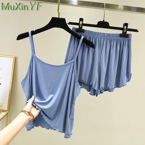 women's tracksuits summer cozy modal clothing set 2021 lady simple solid sling shorts suit comfortable two pieces thin homewear female, Gray
women's tracksuits summer cozy modal clothing set 2021 lady simple solid sling shorts suit comfortable two pieces thin homewear female, Gray