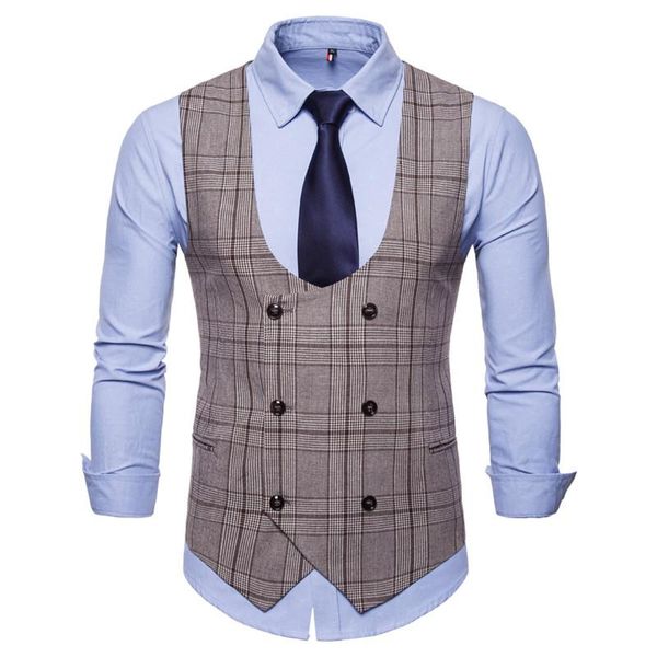 men's vests 2021 u-neck double-breasted vest gilet homme waistcoat men for dress slim fit, Black;white
men's vests 2021 u-neck double-breasted vest gilet homme waistcoat men for dress slim fit, Black;white
