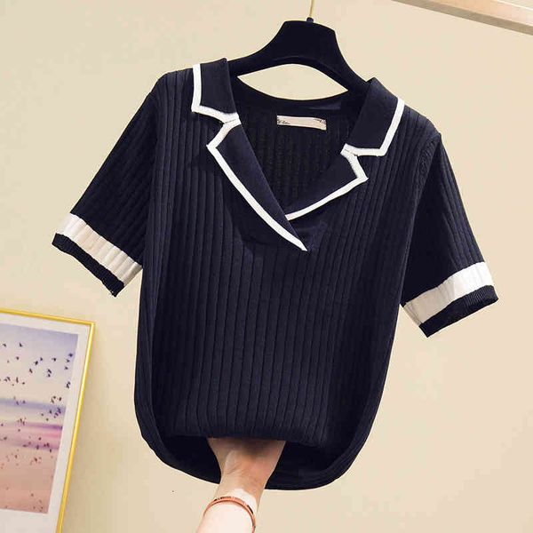 women's sweaters v-neck patchwork sweater women summer short sleeve knitted pullover fashion black ushs, White;black
women's sweaters v-neck patchwork sweater women summer short sleeve knitted pullover fashion black ushs, White;black