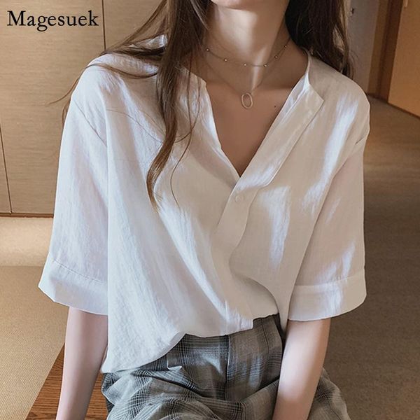 women's blouses & shirts fashion white shirt female short sleeve plus size women casual v neck loose solid summer blouse 13517
women's blouses & shirts fashion white shirt female short sleeve plus size women casual v neck loose solid summer blouse 13517