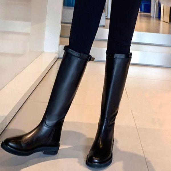 boots winter genuine leather women 2021 buckled belt womens knee high back zip closure designer, Black
boots winter genuine leather women 2021 buckled belt womens knee high back zip closure designer, Black