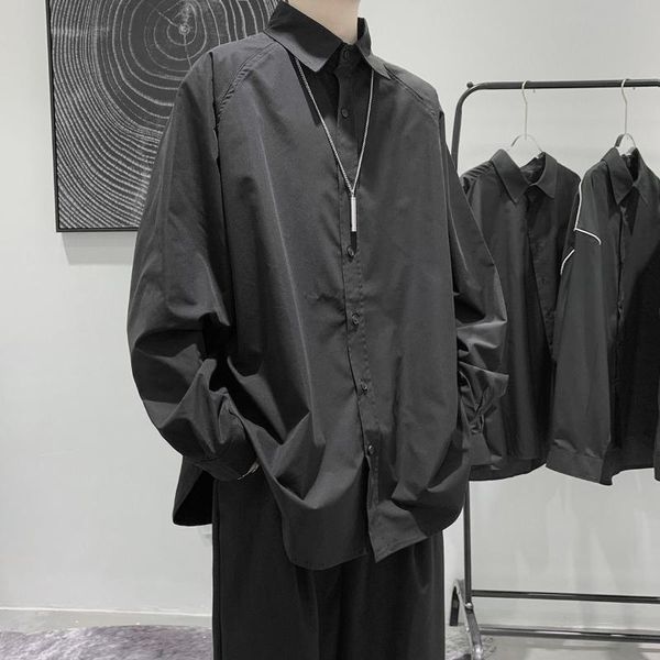 men's casual shirts pr 2021 solid color long sleeve autumn korean style shirt for male fashion oversize clothing, White;black
men's casual shirts pr 2021 solid color long sleeve autumn korean style shirt for male fashion oversize clothing, White;black