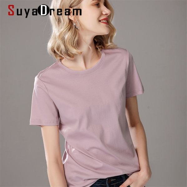 suyadream women solid t shirts cotton and silk mix plain o neck short sleeved shirts summer candy colors basic 210720, White
suyadream women solid t shirts cotton and silk mix plain o neck short sleeved shirts summer candy colors basic 210720, White