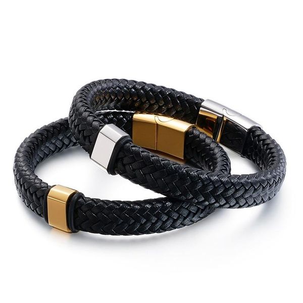 link, chain european and american fine jewelry stainless steel hand-woven leather men's bracelet boyfriend gift, Black
link, chain european and american fine jewelry stainless steel hand-woven leather men's bracelet boyfriend gift, Black
