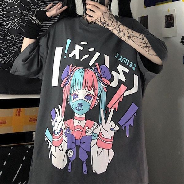 women's t-shirt women tshirt cartoon japanese anime harajuku kawaii streetwear punk summer short sleeve loose plus size drop clothes, White
women's t-shirt women tshirt cartoon japanese anime harajuku kawaii streetwear punk summer short sleeve loose plus size drop clothes, White