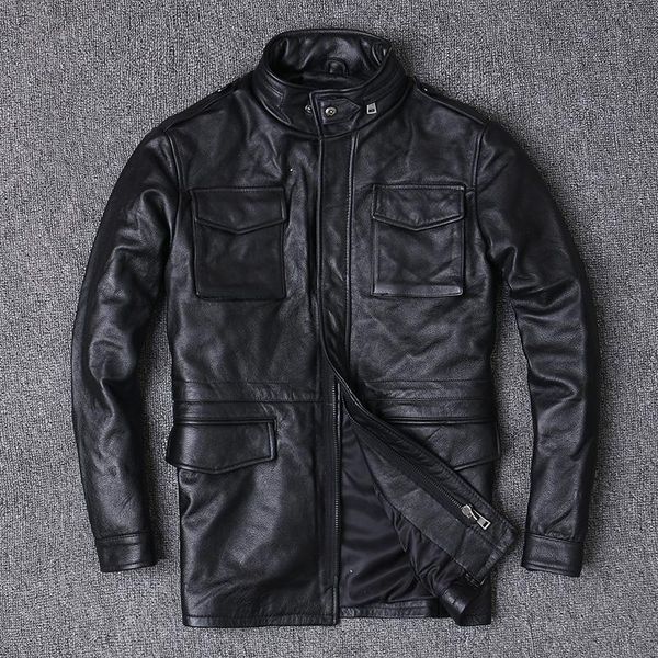 men's leather & faux the rule m65 hunting in garment male layer cow jackets windbreaker long locomotive parka coat, Black
men's leather & faux the rule m65 hunting in garment male layer cow jackets windbreaker long locomotive parka coat, Black