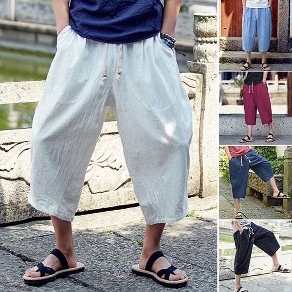 casual harem summer loose women pants shorts male wide legged bloomers breathable cotton linen cropped trousers, Black
casual harem summer loose women pants shorts male wide legged bloomers breathable cotton linen cropped trousers, Black