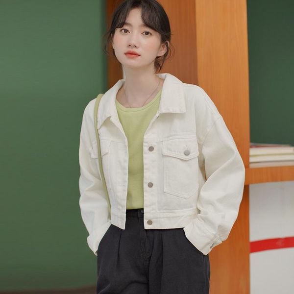 women's jackets 2021 autumn casual bomber jacket women loose long sleeve short coats and single breasted beige white denim, Black;brown
women's jackets 2021 autumn casual bomber jacket women loose long sleeve short coats and single breasted beige white denim, Black;brown