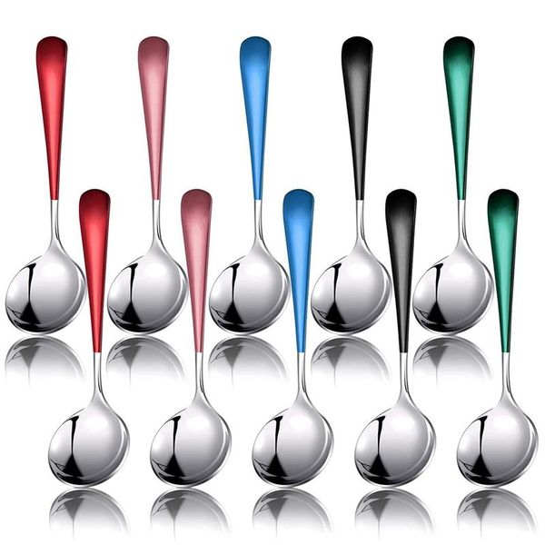 spoons 10 pieces soup stainless steel colorful dinner round head bouillon quality coffee for home
spoons 10 pieces soup stainless steel colorful dinner round head bouillon quality coffee for home