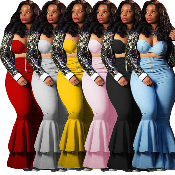 2021 new plus size two piece sets for women solid color tight wrapped flared pants outfits wholesale dropshpping 58o5, Gray
2021 new plus size two piece sets for women solid color tight wrapped flared pants outfits wholesale dropshpping 58o5, Gray