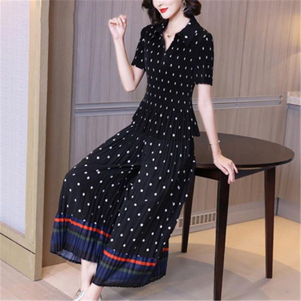 women's two piece pants miyake pleated suit summer print collar + wide-leg temperament fashionable and comfortable two-piece, White
women's two piece pants miyake pleated suit summer print collar + wide-leg temperament fashionable and comfortable two-piece, White