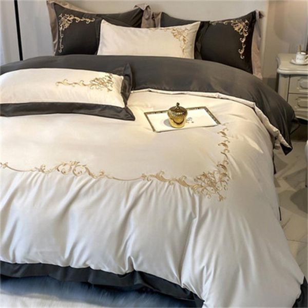 bedding sets white european luxury ice silk embroidery full king size duvet cover bed/flat fitted sheet set pillowcase
bedding sets white european luxury ice silk embroidery full king size duvet cover bed/flat fitted sheet set pillowcase