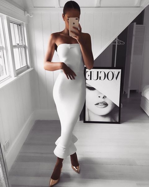 8-color rayon black non-handed at height of the knee bandage dress bodycon party dressed ygql, White
8-color rayon black non-handed at height of the knee bandage dress bodycon party dressed ygql, White