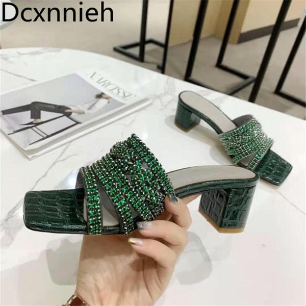 slippers green bridal shoes luxurious bling-bling crystal party sandalias women's square open toe dress slides vacation, Black
slippers green bridal shoes luxurious bling-bling crystal party sandalias women's square open toe dress slides vacation, Black